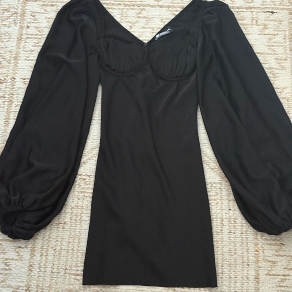 Black Silky Puff Sleeve Dress JGR & STN